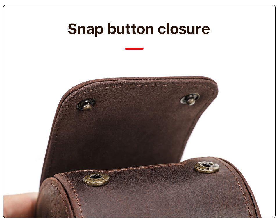 Retro Geniune Leather Luxury Watch Case with Snap Closure