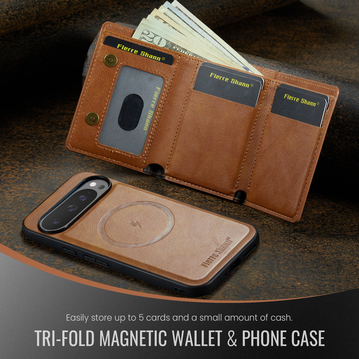 2-in-1 PU Leather Case with Detachable Tri-Fold Wallet for Google Pixel 7–11 Series