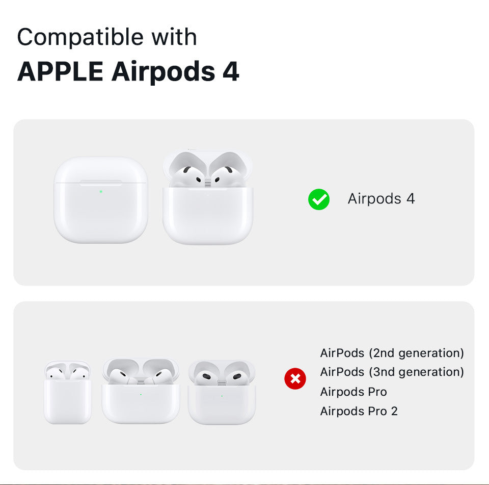 Full-Cover Cowhide Leather Case with Snap Closure for AirPods 4