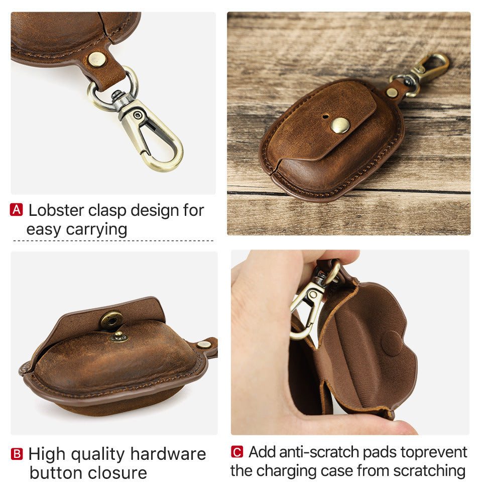 Premium Leather Protective Case with Hook for Sony WF-1000XM5