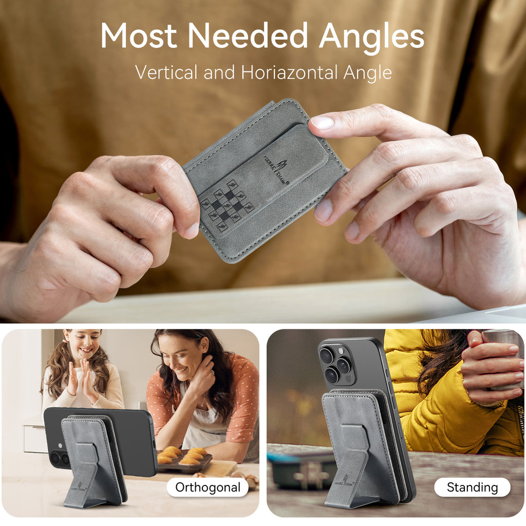 Ultra-Slim MagSafe-Compatible Magnetic Card Holder with Optional Stand