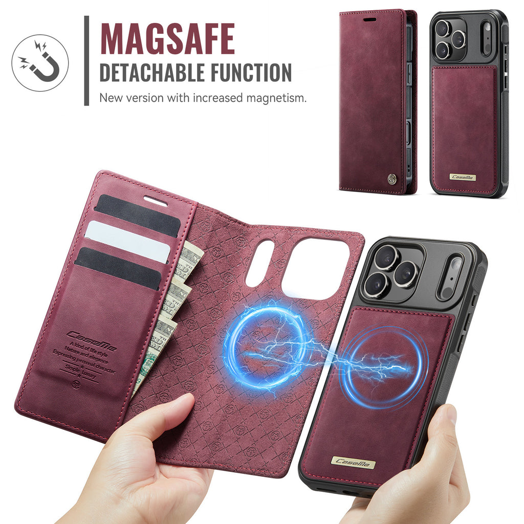 Detachable Leather Flip Case with MagSafe for iPhone 11-17 Pro Max
