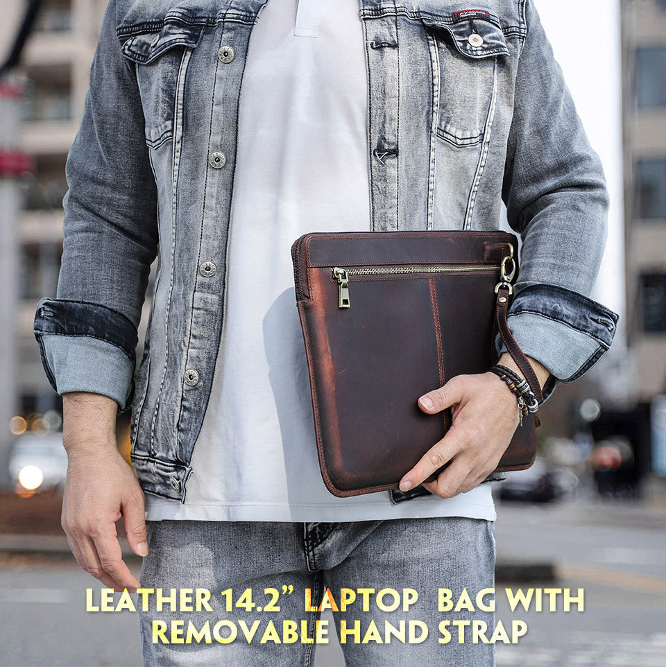 Genuine Cowhide Leather Sleeve for 14-inch MacBook Pro