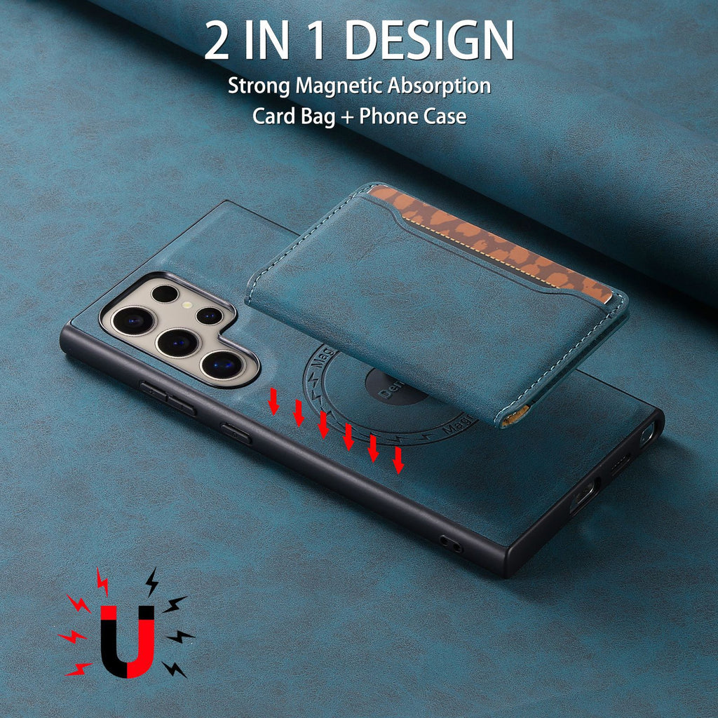 2-in-1 Magnetic Card Holder Case with Stand for Samsung Galaxy S23–S26 Ultra