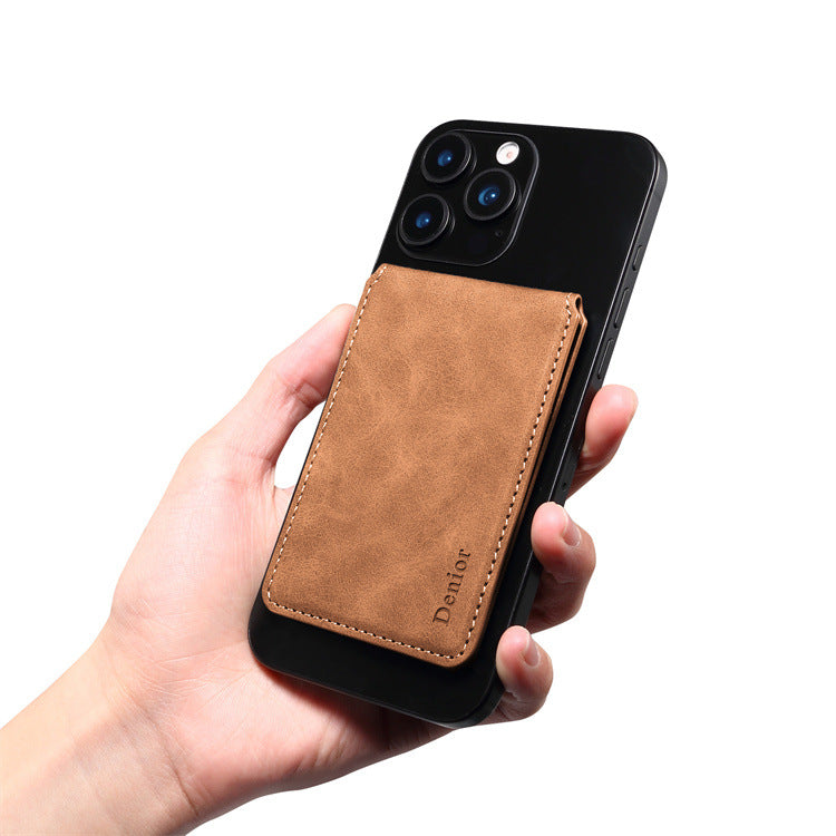 MagSafe-Compatible PU Leather Card Holder Stand for iPhone & Android