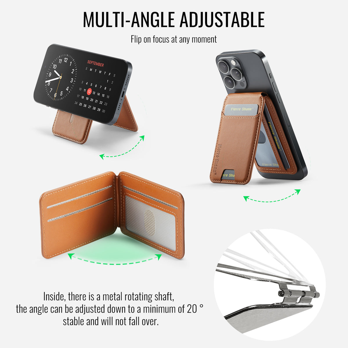 MagSafe-Compatible PU Leather Magnetic Card Holder Stand for iPhone