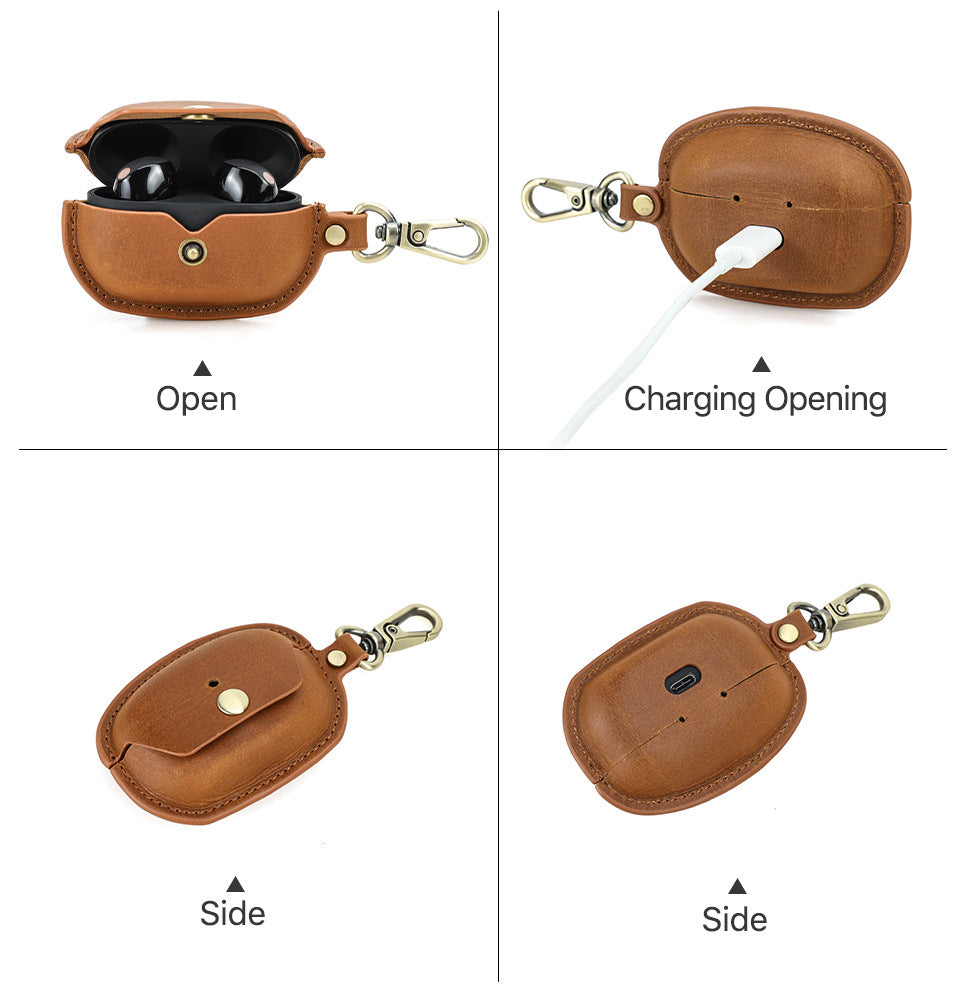 Premium Leather Protective Case with Hook for Sony WF-1000XM5