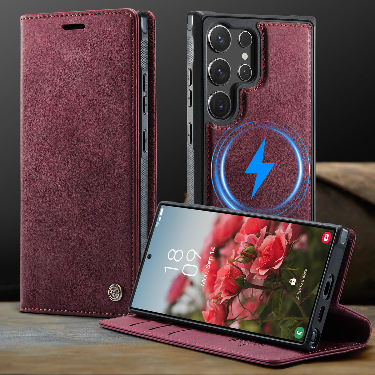 2-in-1 Detachable Magnetic PU Leather Flip Case with Stand for Samsung Galaxy S20-S25 Ultra