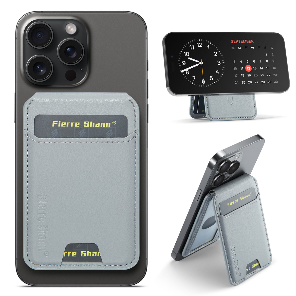 MagSafe-Compatible PU Leather Magnetic Card Holder Stand for iPhone