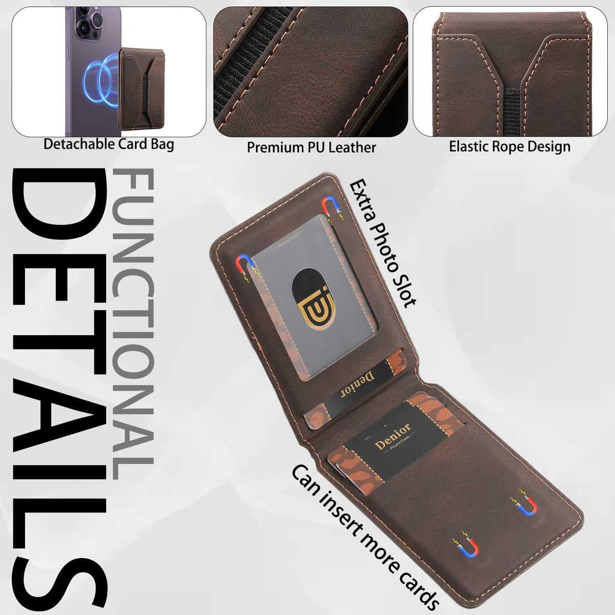 Multifunctional MagSafe-Compatible Wallet Stand for iPhone & Samsung