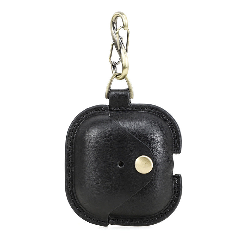 Full-Cover Cowhide Leather Case with Snap Closure for AirPods 4