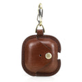 Full-Cover Cowhide Leather Case with Snap Closure for AirPods 4