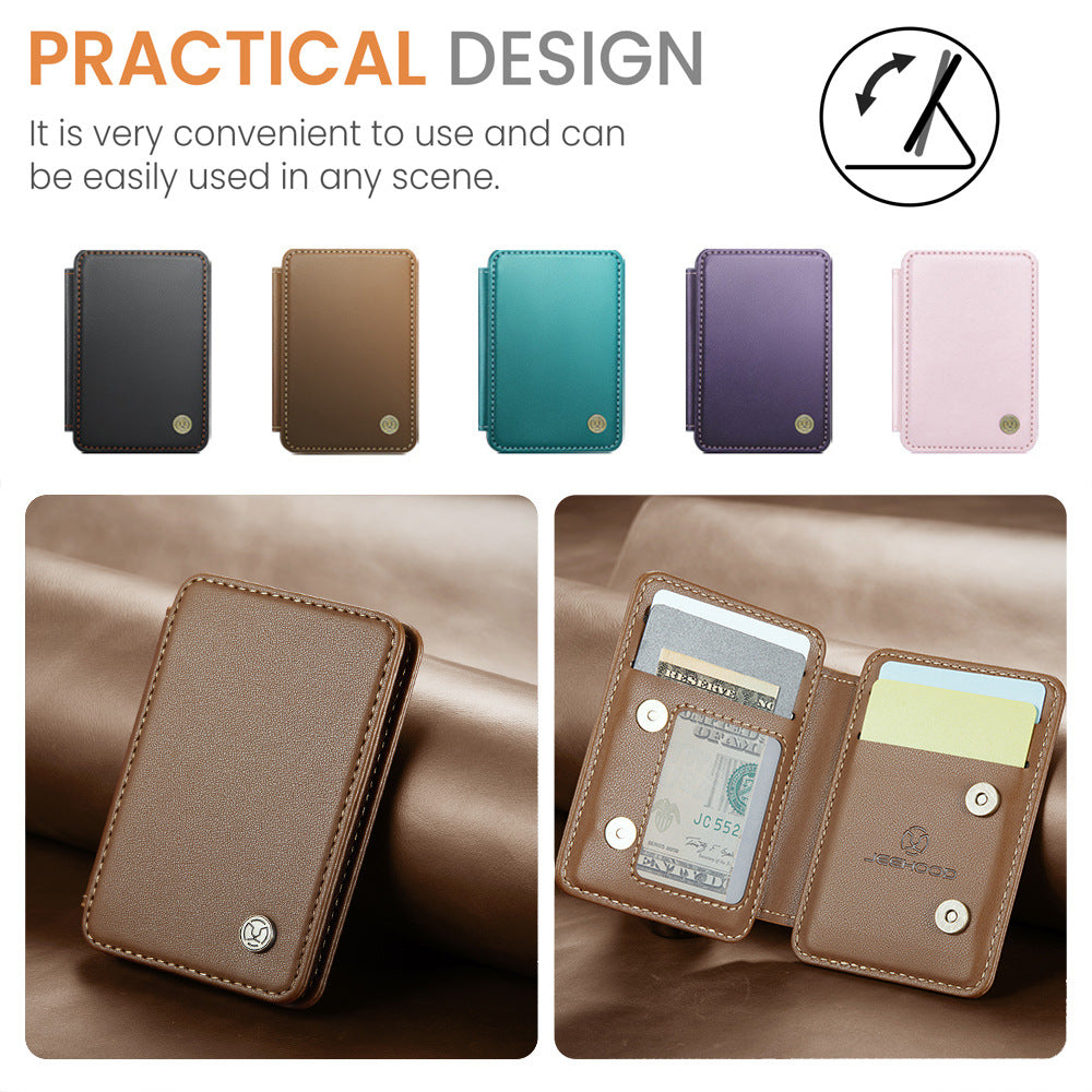 Universal RFID-Blocking MagSafe PU Leather Card Holder for iPhone & Android