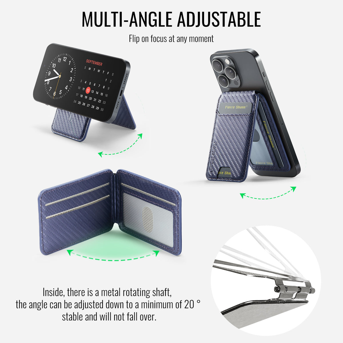 MagSafe-Compatible PU Leather Magnetic Card Holder Stand for iPhone