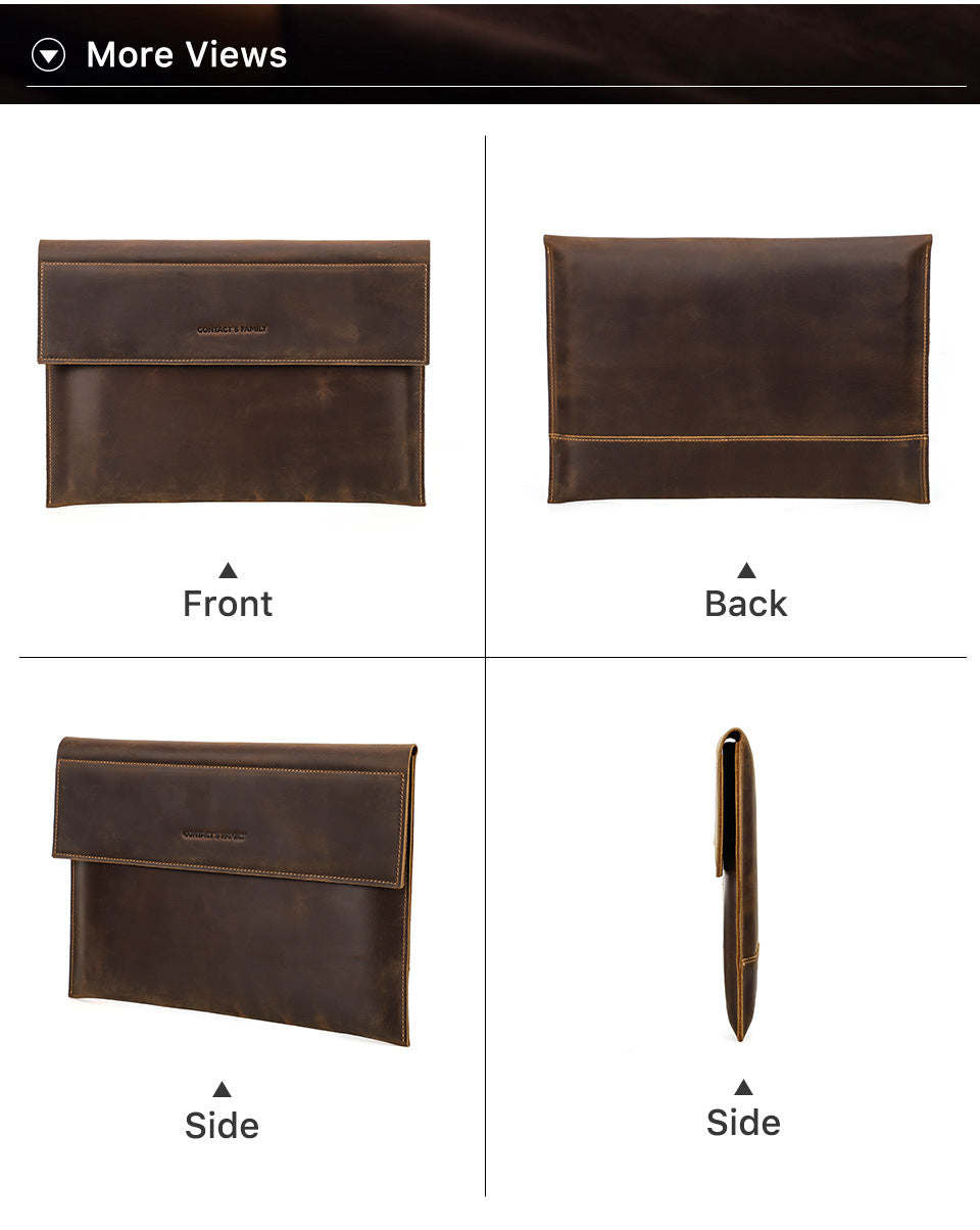 Leather Laptop Sleeve with Magnetic Closure for 13.3–14-inch MacBook