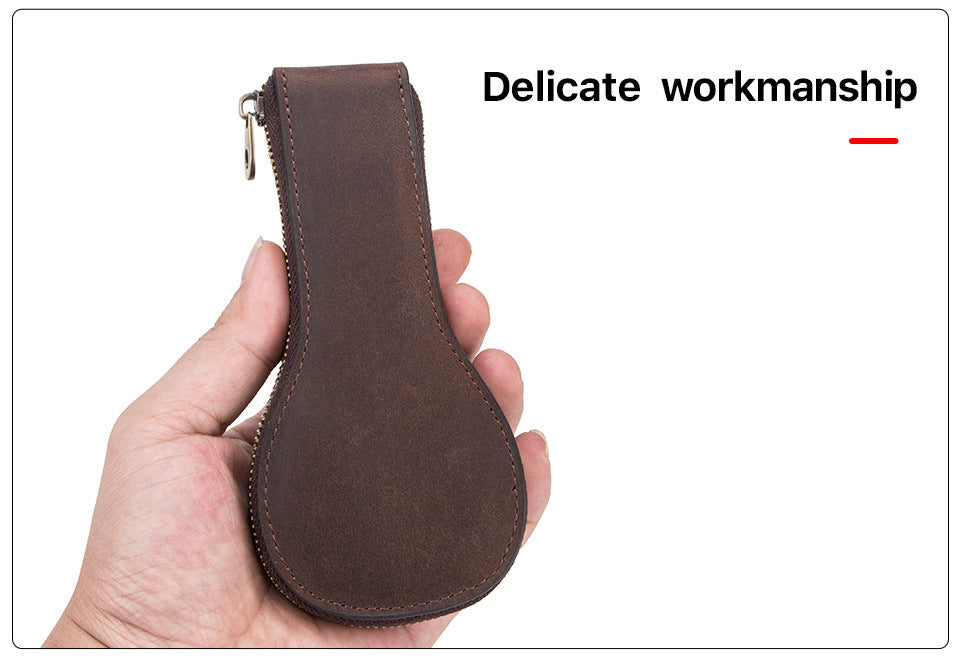 Retro Leather Single Watch Travel Case with Zipper Closure