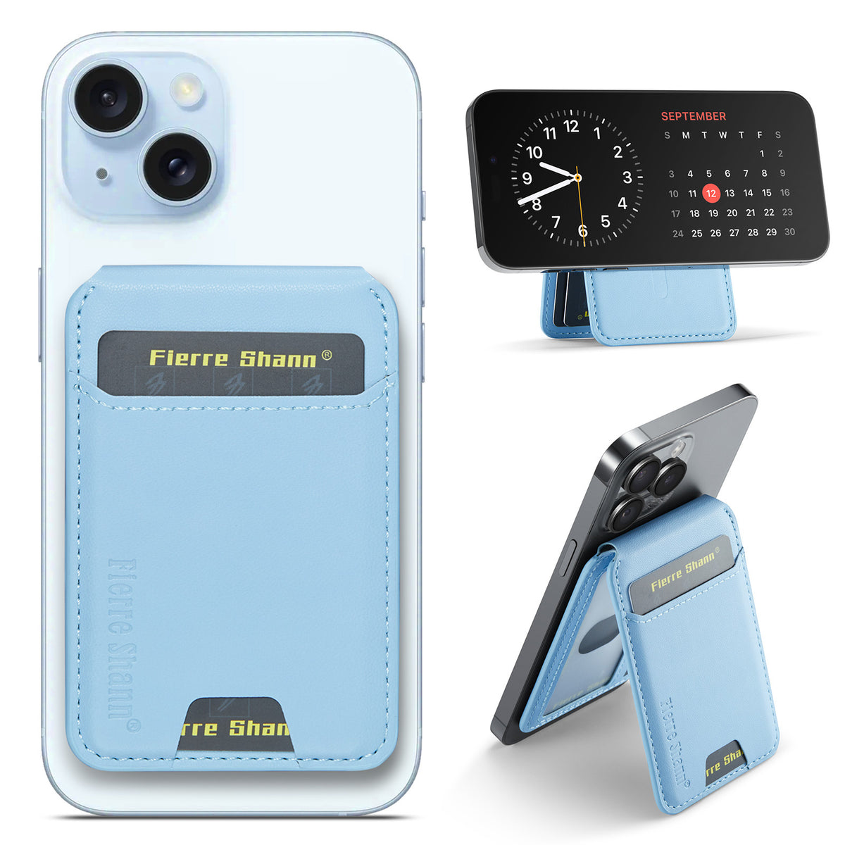 MagSafe-Compatible PU Leather Magnetic Card Holder Stand for iPhone