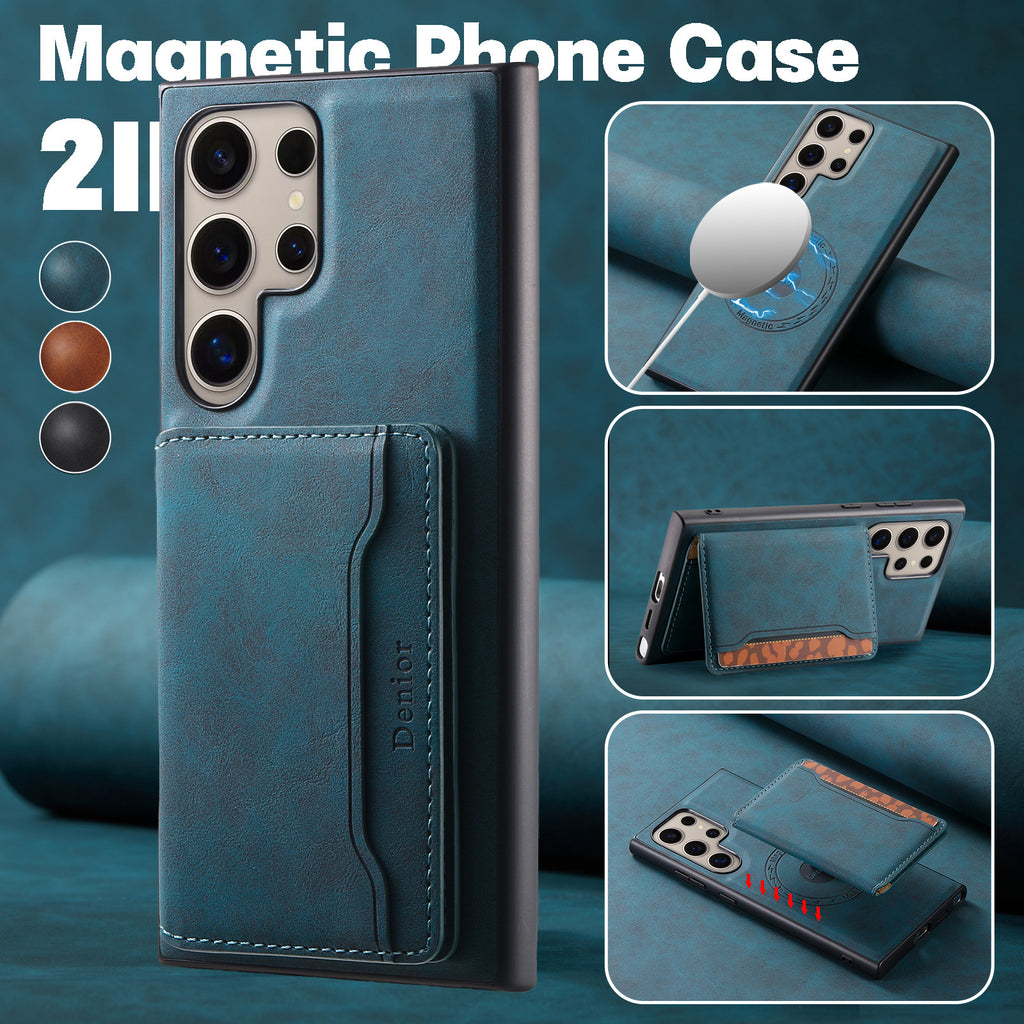 2-in-1 Magnetic Card Holder Case with Stand for Samsung Galaxy S23–S26 Ultra