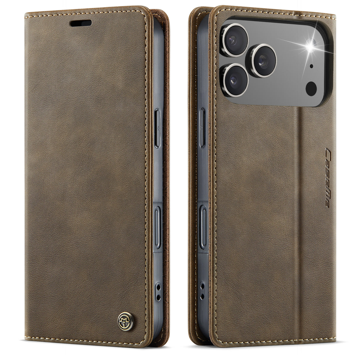 PU Leather Flip Wallet Case with Card Holder for iPhone 12–17 Series