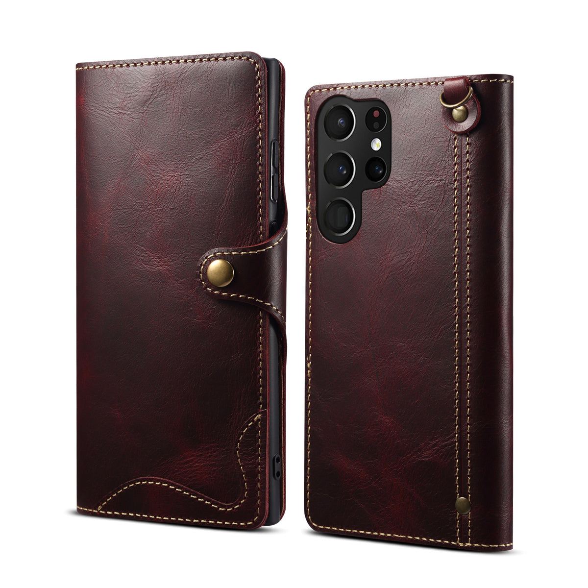 Cowhide Leather Wallet Case for Samsung Galaxy S24, S25 & S26