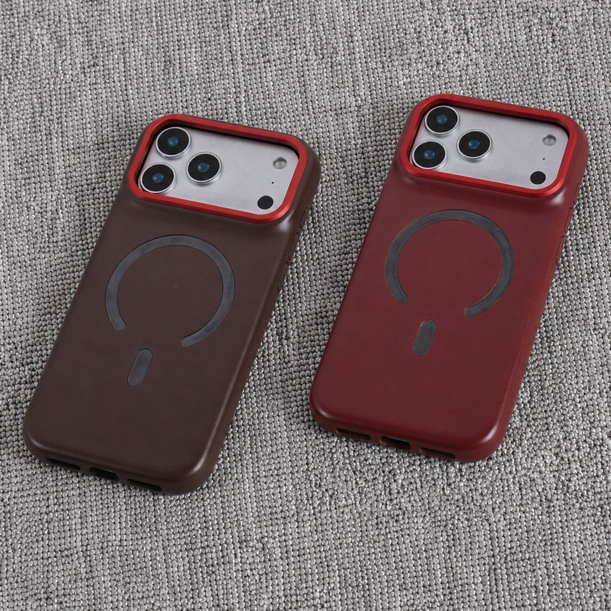 Solid-Color PU Leather MagSafe-Compatible Case for iPhone 14–17 Series