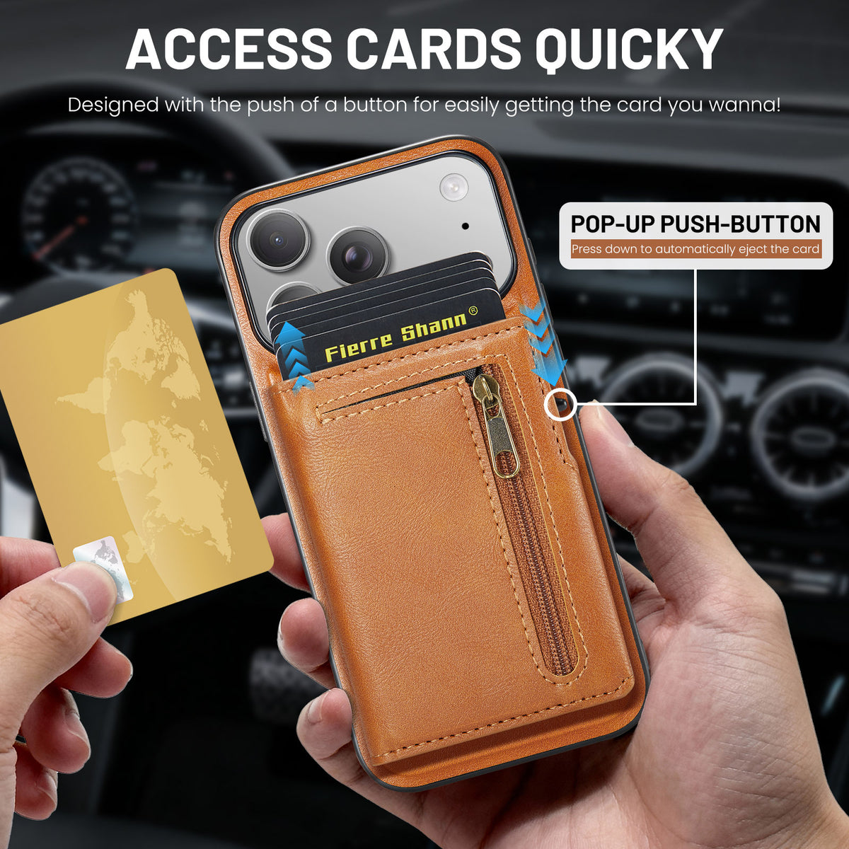 2-in-1 MagSafe PU Leather Case with Detachable Card Holder Stand for iPhone 11-17 Series