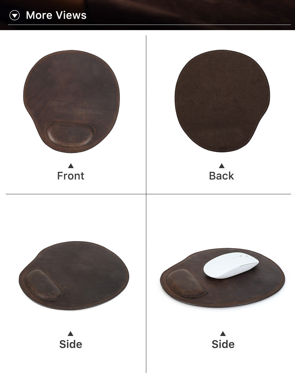 Mini Curved Leather Mouse Pad with Wrist Support