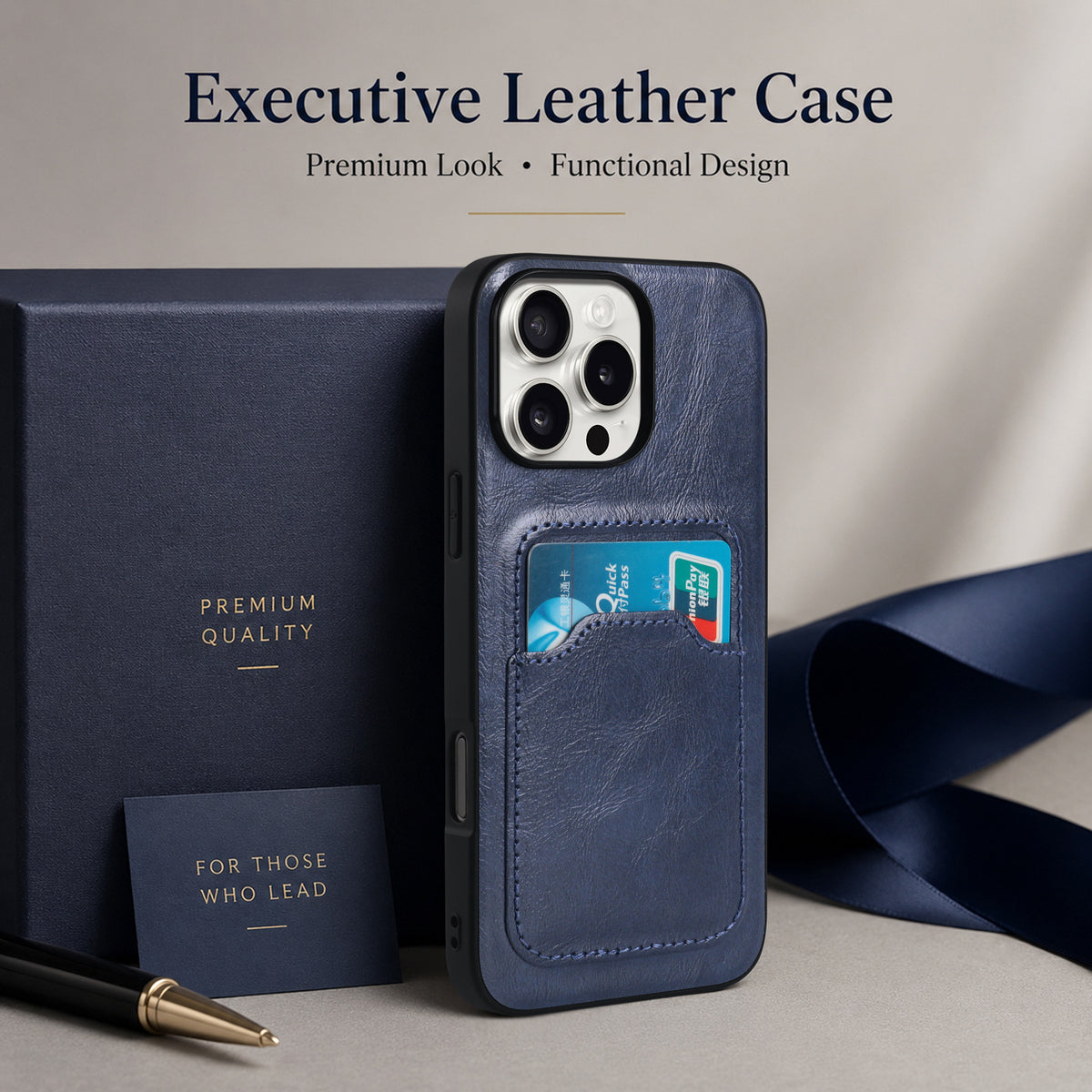 Retro PU Leather Card Holder Case for iPhone 11-17 Series