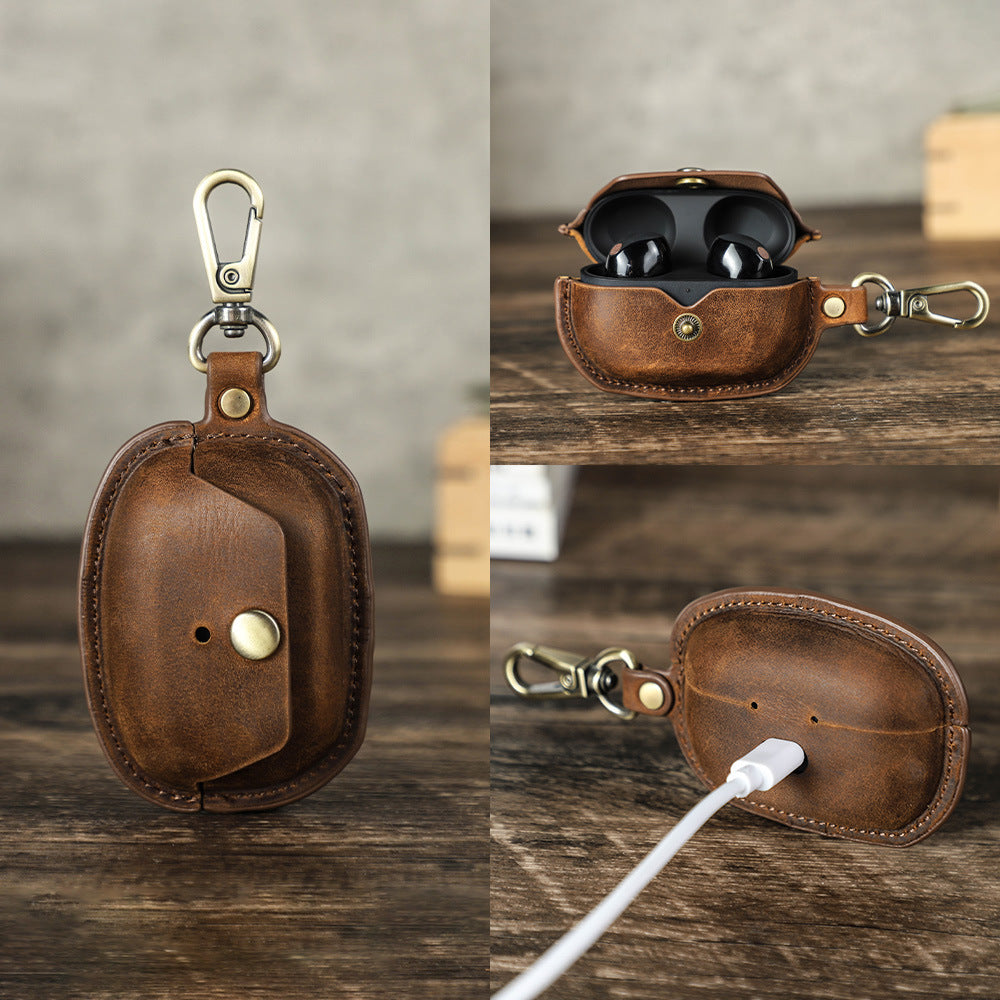 Premium Leather Protective Case with Hook for Sony WF-1000XM5