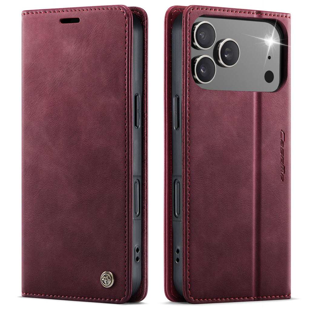PU Leather Flip Wallet Case with Card Holder for iPhone 12–17 Series
