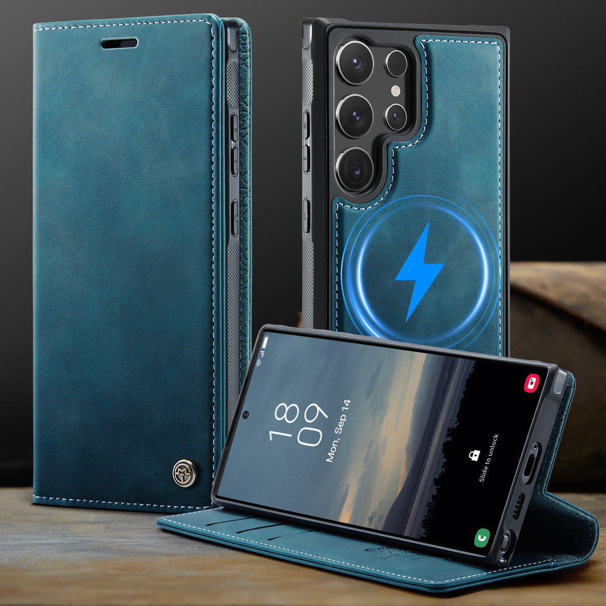 2-in-1 Detachable Magnetic PU Leather Flip Case with Stand for Samsung Galaxy S20-S25 Ultra