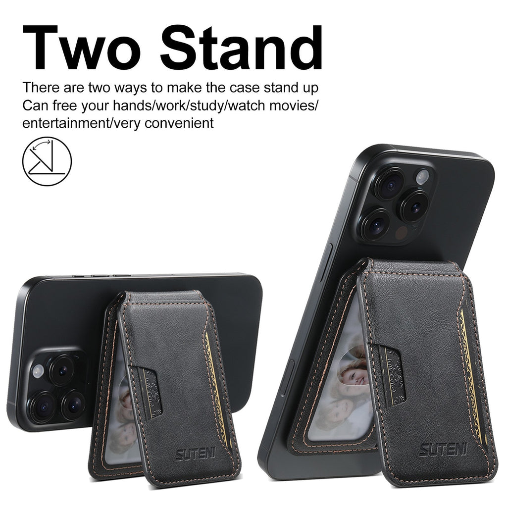 Universal MagSafe-Compatible PU Leather Card Holder for iPhone & Android