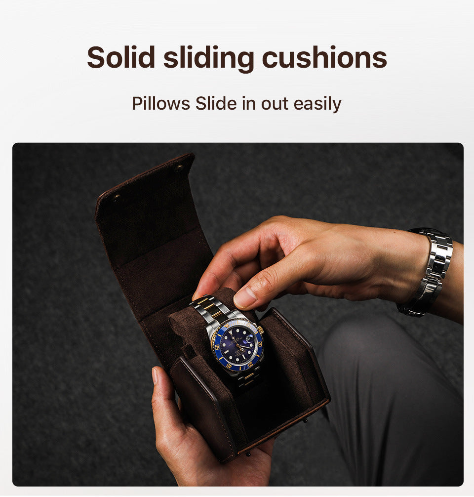 Handcrafted Hexagon Leather Luxury Watch Travel Case