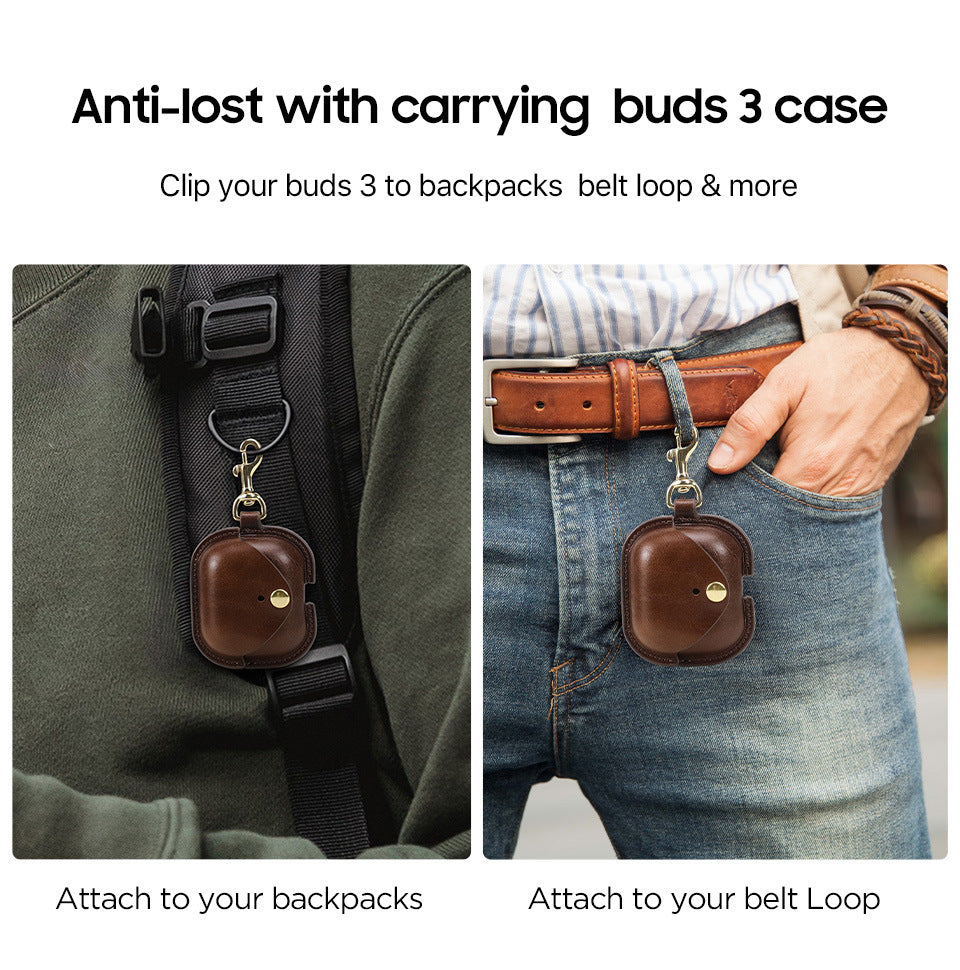 Premium Leather Protective Case for Samsung Galaxy Buds3