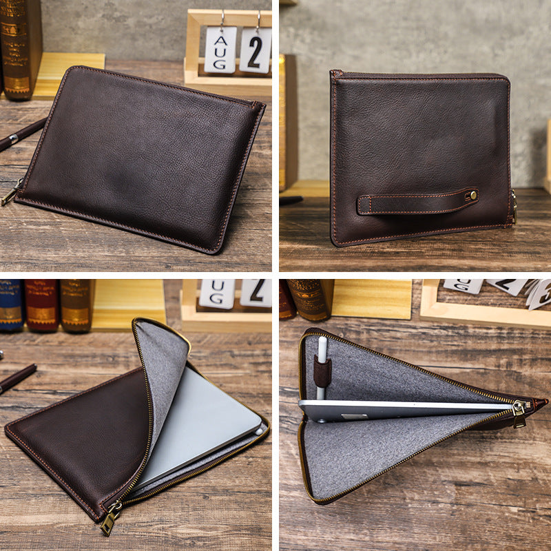 Retro Zippered Tablet Sleeve with Handle for 11-inch iPad Pro