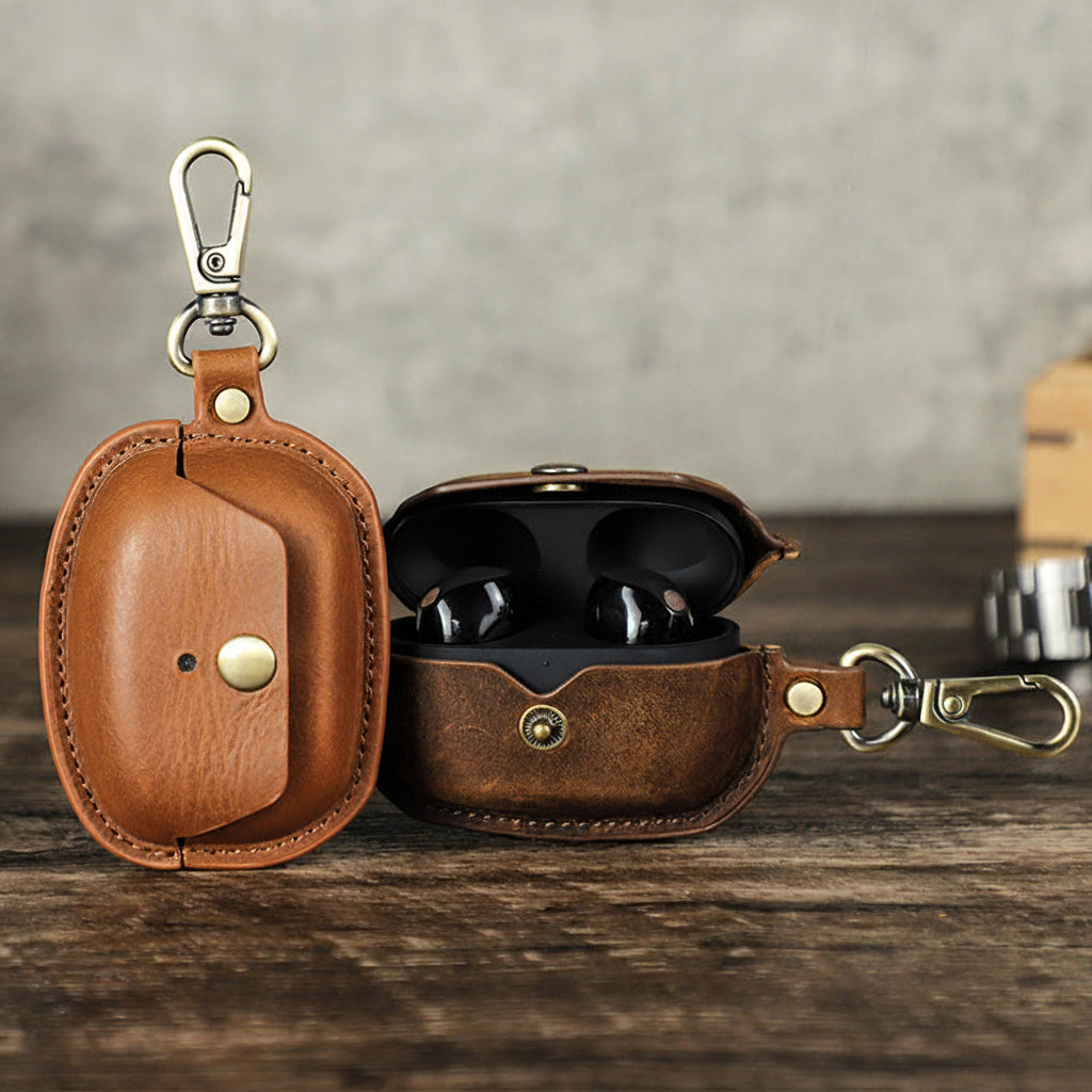 Premium Leather Protective Case with Hook for Sony WF-1000XM5