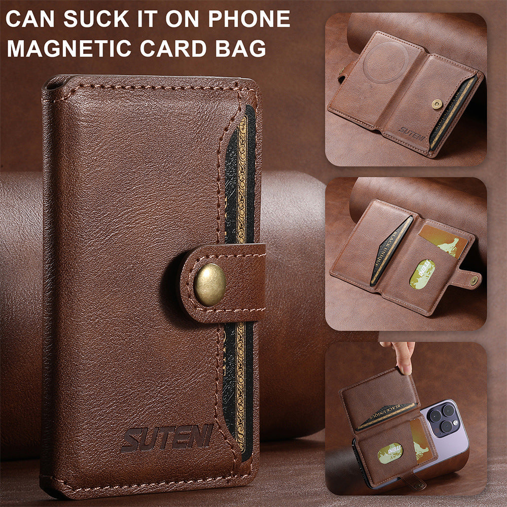 Universal MagSafe-Compatible PU Leather Card Holder for iPhone & Android Phones