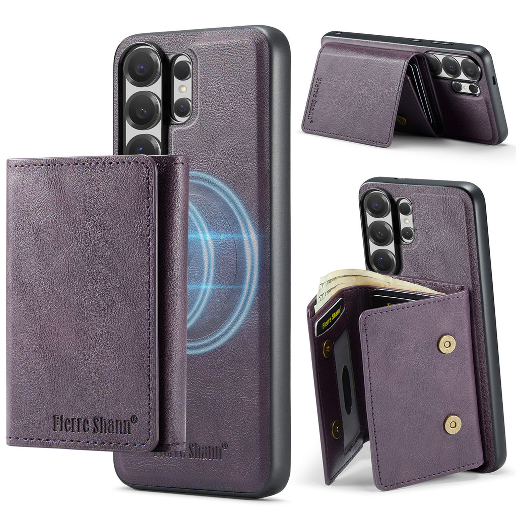 2-in-1 MagSafe-Compatible Case with Tri-Fold Wallet Stand for Samsung Galaxy S22–S26 Series
