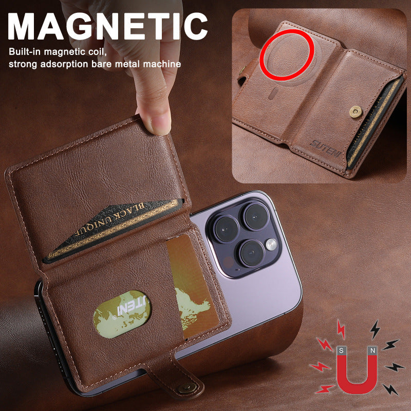 Universal MagSafe-Compatible PU Leather Card Holder for iPhone & Android Phones