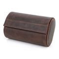 Vintage Crazy Horse Leather Double Watch Travel Case