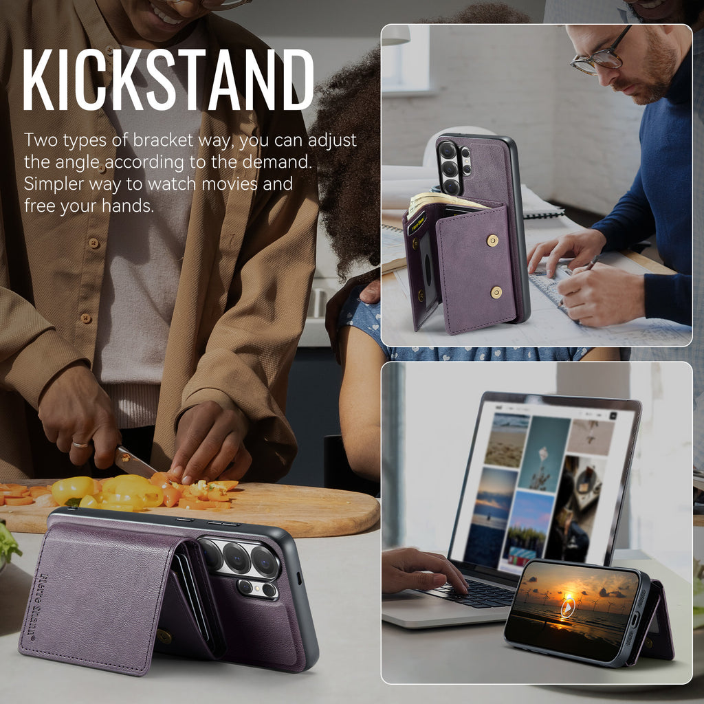 2-in-1 MagSafe-Compatible Case with Tri-Fold Wallet Stand for Samsung Galaxy S22–S26 Series