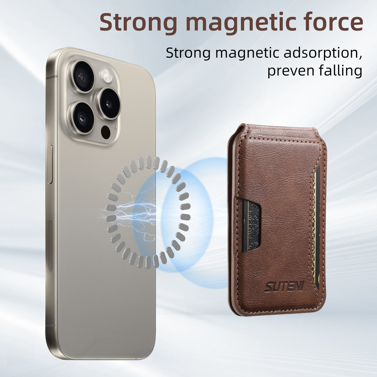 Universal MagSafe-Compatible PU Leather Card Holder for iPhone & Android