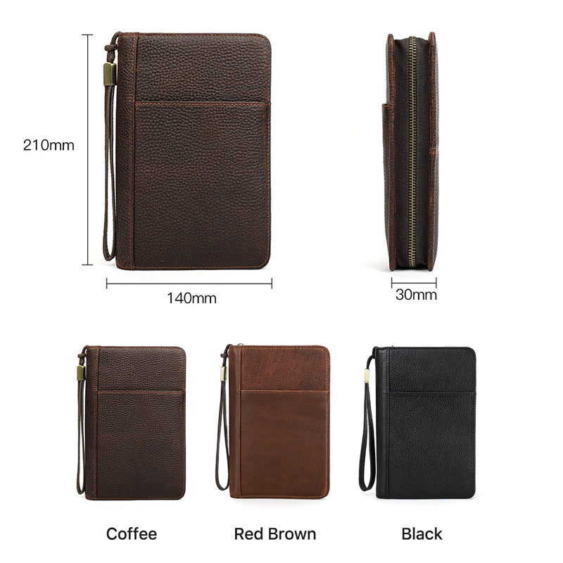 Genuine Leather Zipper Travel Cigar Case with Wrist Strap – Holds 5 Cigars