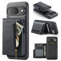 PU Leather Magnetic Pop-Up Card Wallet with Zipper Coin Pocket for Google Pixel
