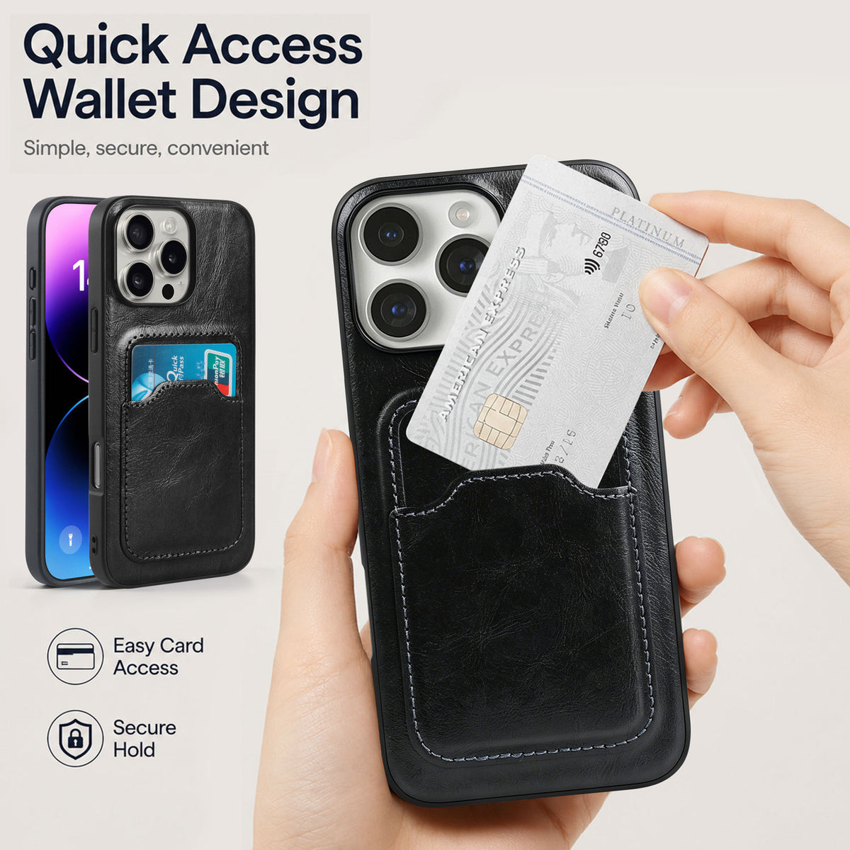 Retro PU Leather Card Holder Case for iPhone 11-17 Series