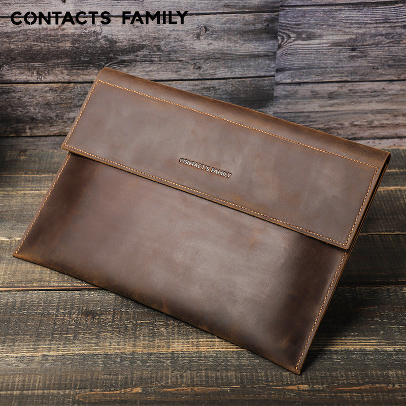 Leather Laptop Sleeve with Magnetic Closure for 13.3–14-inch MacBook