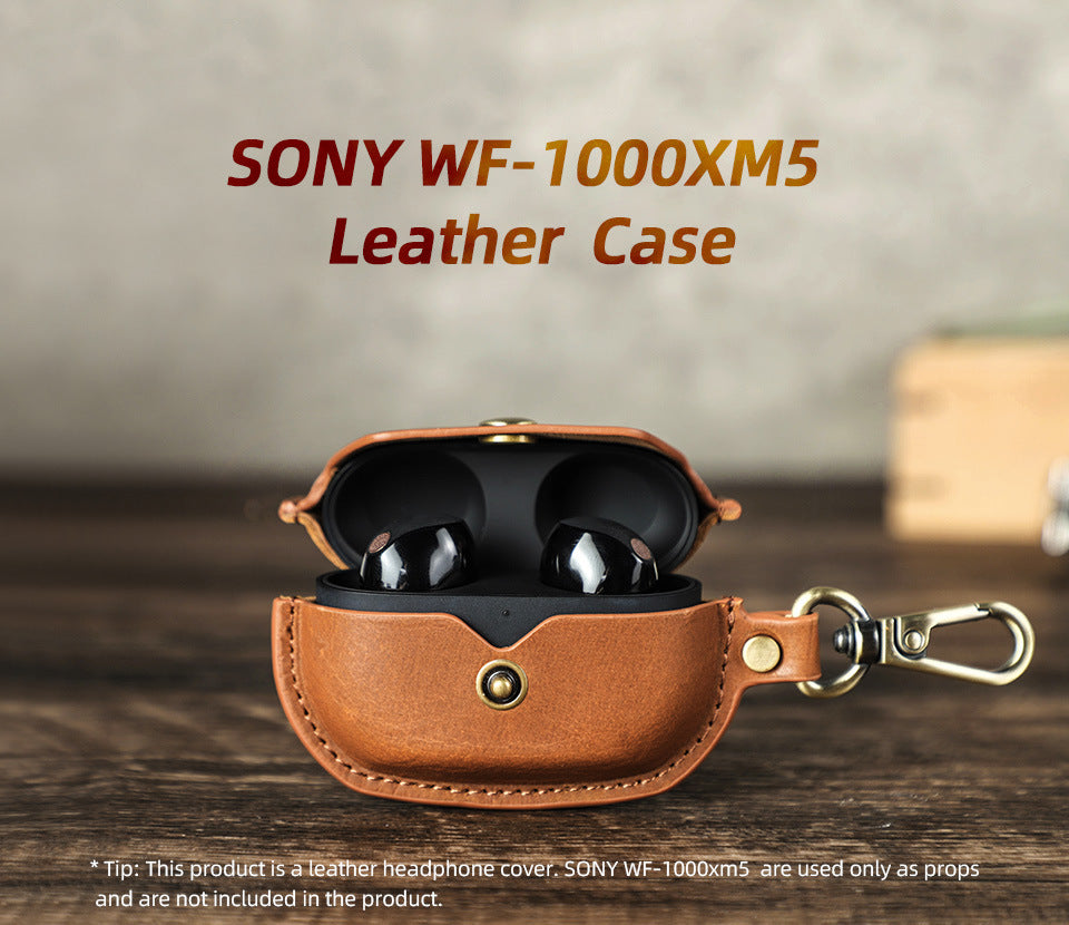 Premium Leather Protective Case with Hook for Sony WF-1000XM5