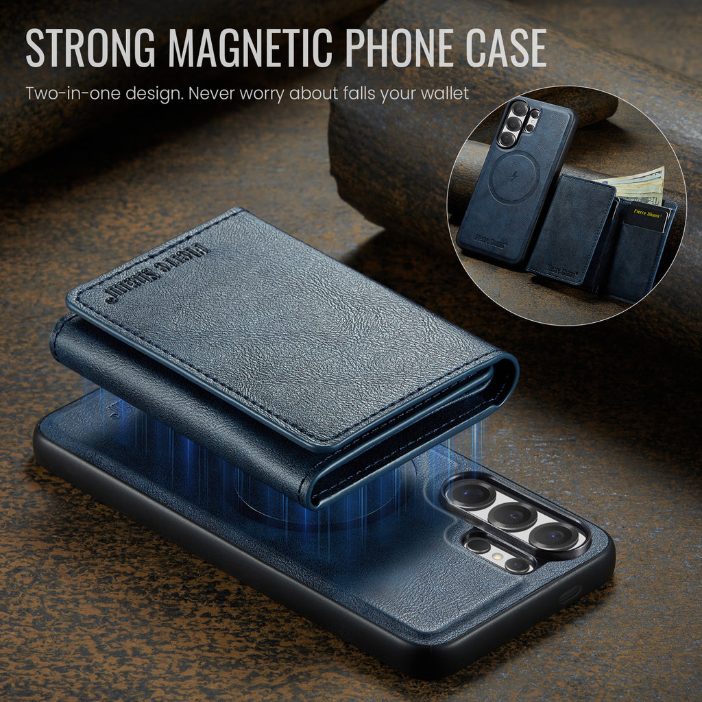 2-in-1 MagSafe-Compatible Case with Tri-Fold Wallet Stand for Samsung Galaxy S22–S26 Series