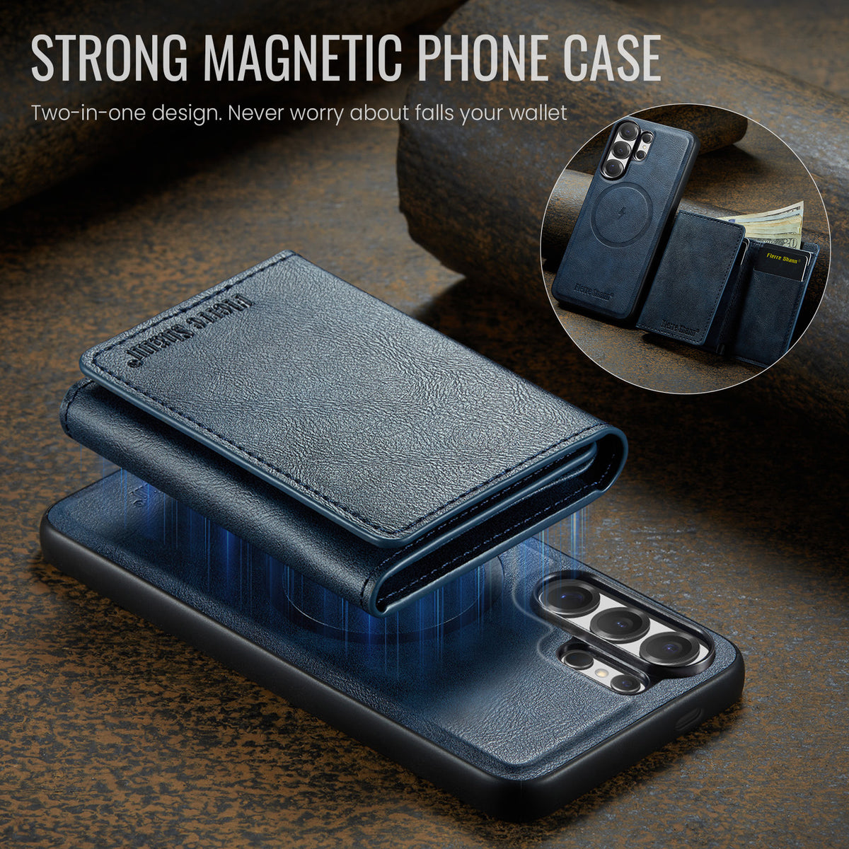 2-in-1 MagSafe-Compatible Case with Tri-Fold Wallet Stand for Samsung Galaxy S22–S26 Series