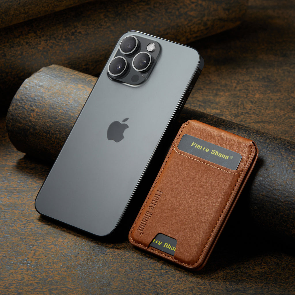 MagSafe-Compatible PU Leather Magnetic Card Holder Stand for iPhone